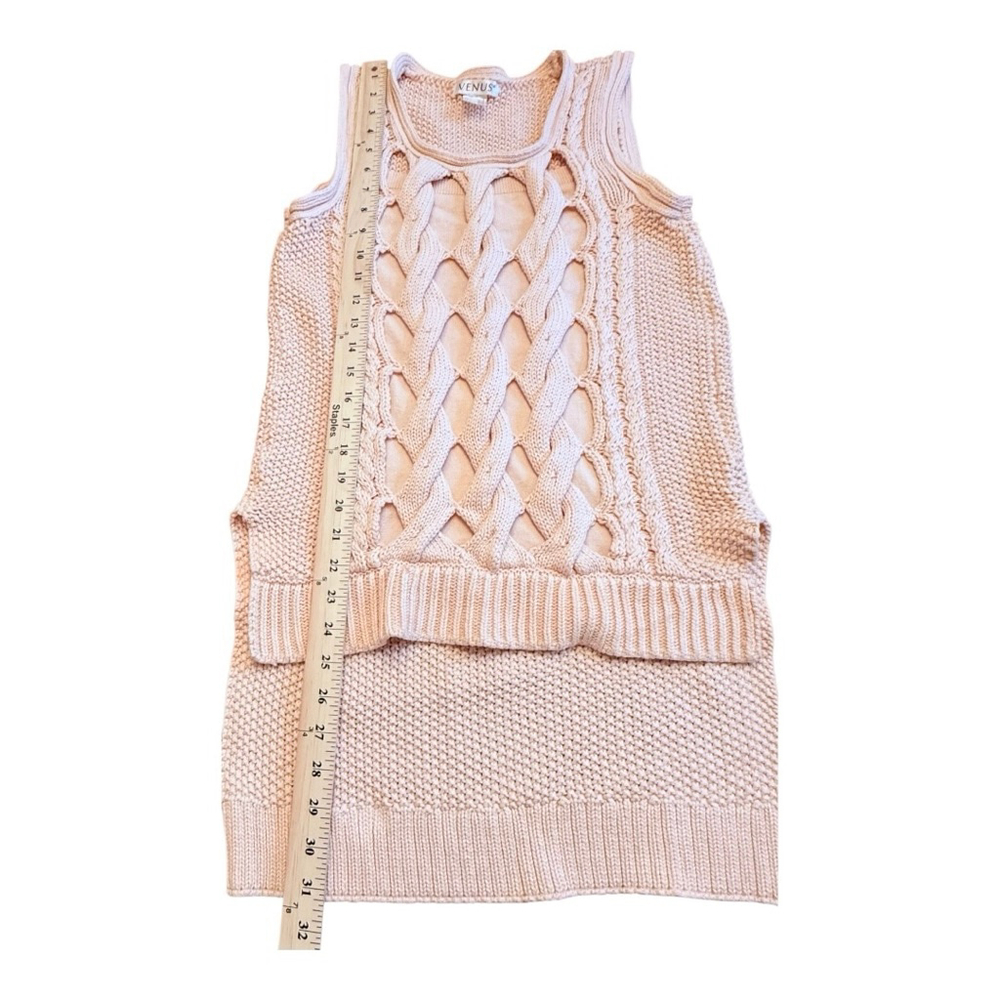 Women's VENUS Pink Cable Knit Sleeveless Crew Neck Sweater S - Picture 14 of 14